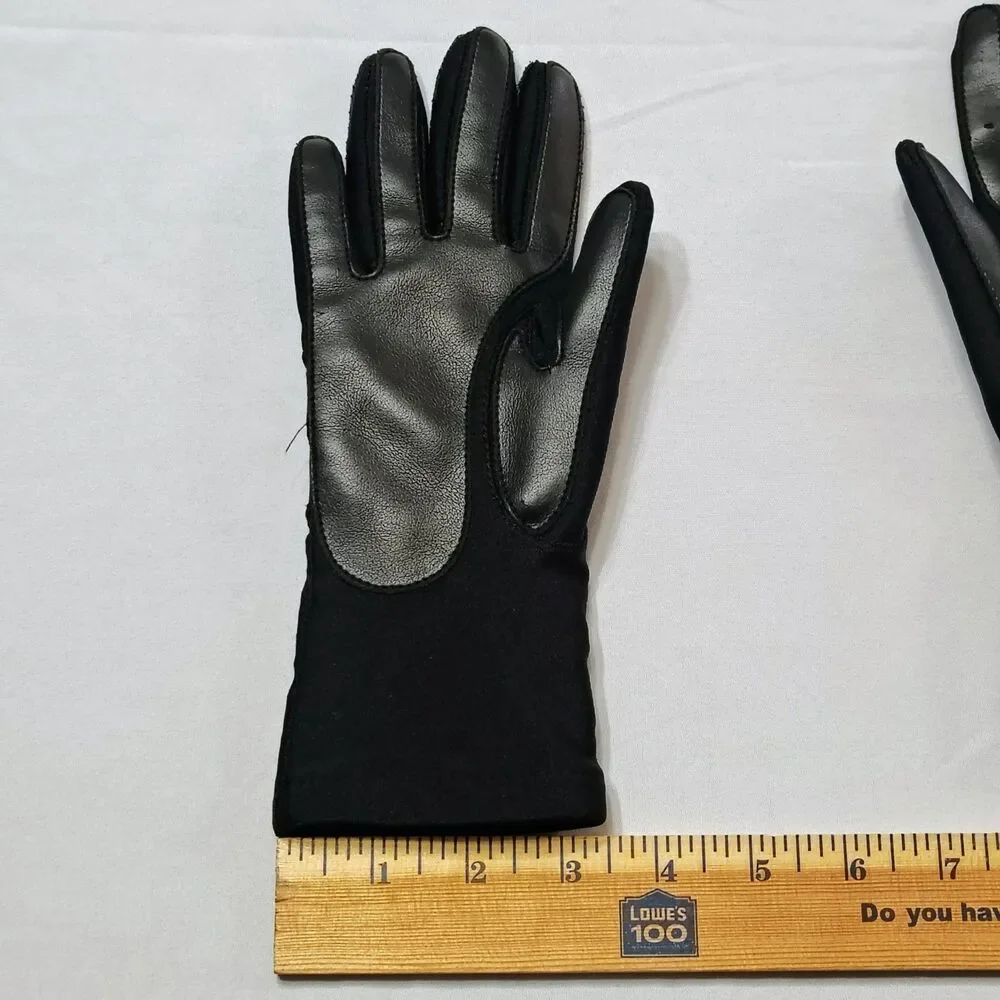 Vintage Isotoner Sensations Nylon Gloves 4 Way Stretch Fleece Lined Black One Sz - Picture 4 of 8